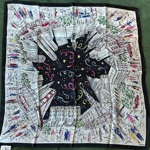 Talbots Black and White Silk Scarf